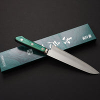 SAKAI KIKUMORI BLUE STEEL GYUTO 175MM GREEN PAKKA HANDLE