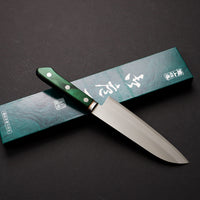 SAKAI KIKUMORI BLUE STEEL SANTOKU 165MM GREEN PAKKA HANDLE