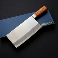 SUGIMOTO STAINLESS CLEAVER 190MM NATURAL WOOD HANDLE