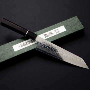 SUKENARI ZDP189 MIRROR DAMASCUS KIRITSUKE GYUTO 210MM SILVER INLAY EBONY HANDLE