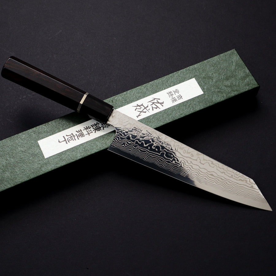 SUKENARI ZDP189 MIRROR DAMASCUS KIRITSUKE GYUTO 210MM SILVER INLAY EBONY HANDLE
