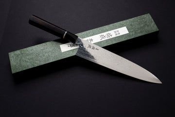 SUKENARI R2/SG2 MIRROR DAMASCUS GYUTO 270MM SILVER INLAY EBONY HANDLE